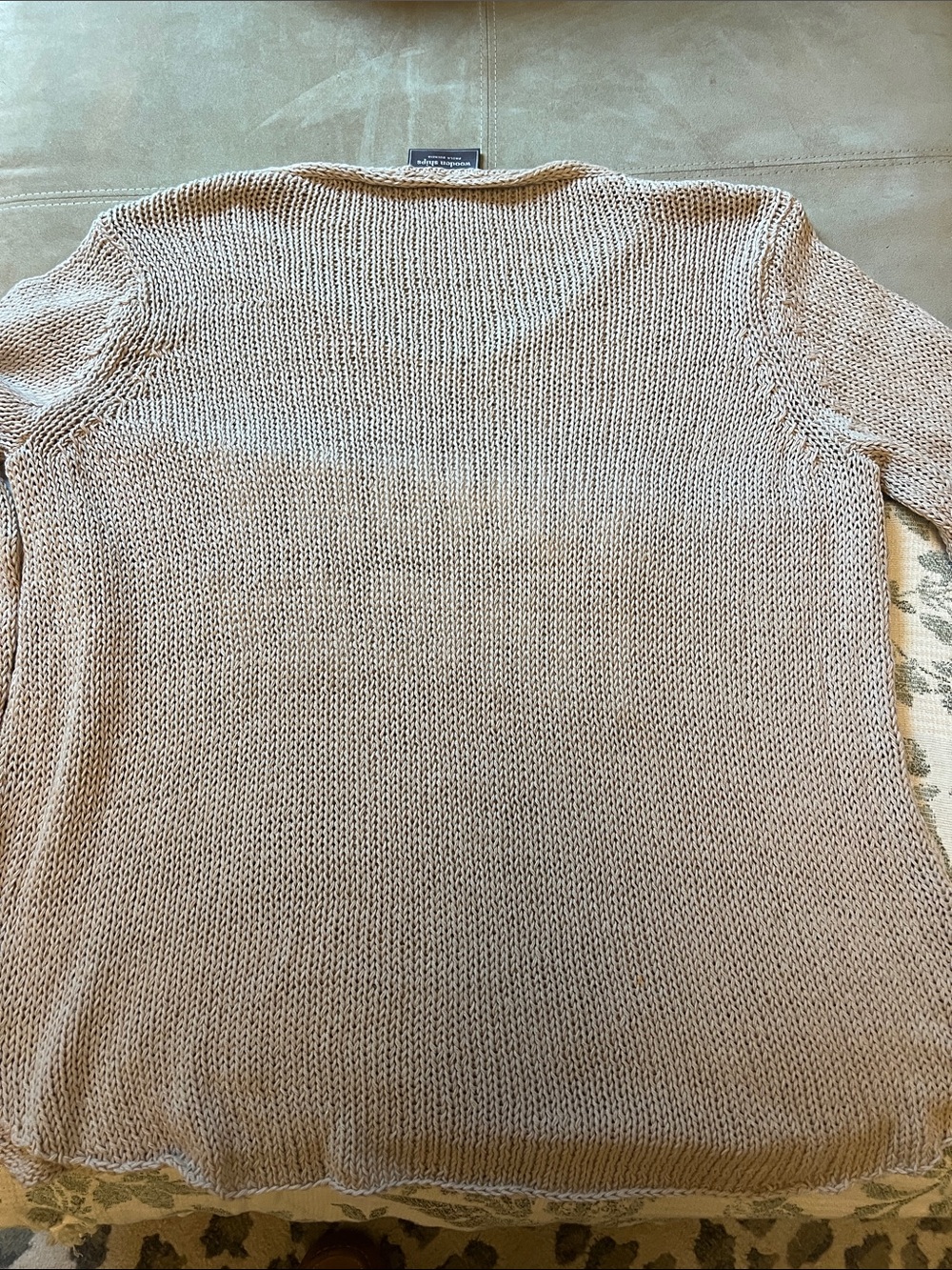 Wooden Ships Beige V-Neck Knit Sweater with White 'SUNDAY FUNDAY' Text - Picture 3 of 5